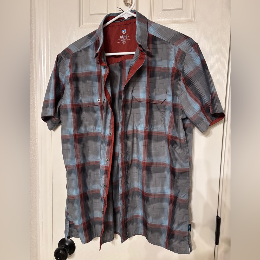 Kuhl Men's Red and Gray Plaid Shirt